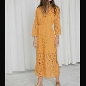 & Other Stories Orange Lace Midi Dress